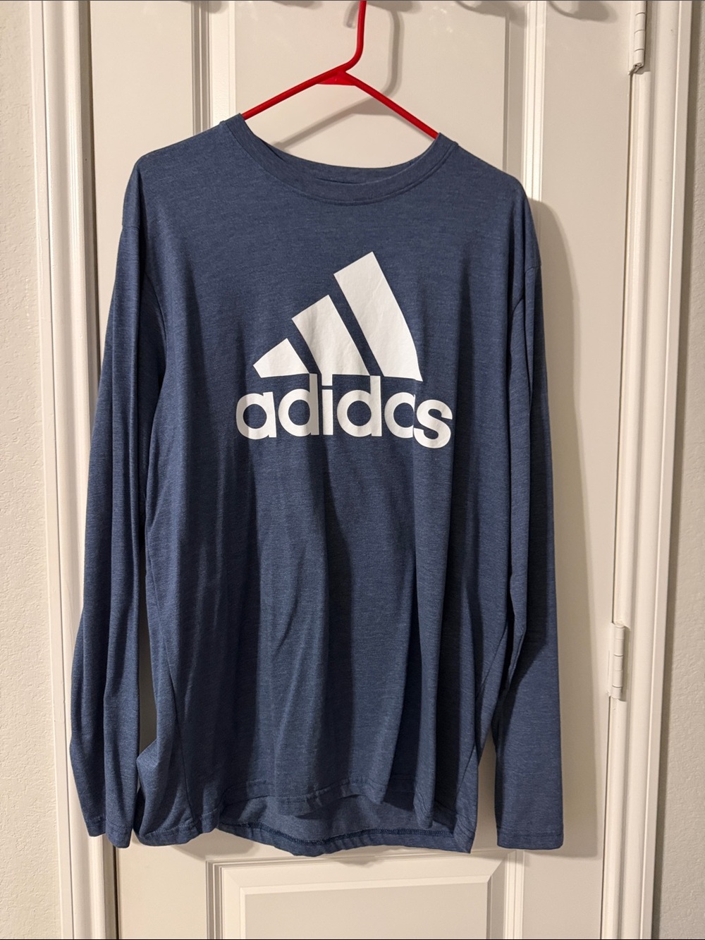 adidas Long-Sleeve Logo Tee in Heather Navy with White Logo